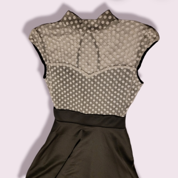 Mystic Dresses & Skirts - Mystic vintage polkadot sweatheart highwaist dress  size 4 black and grey